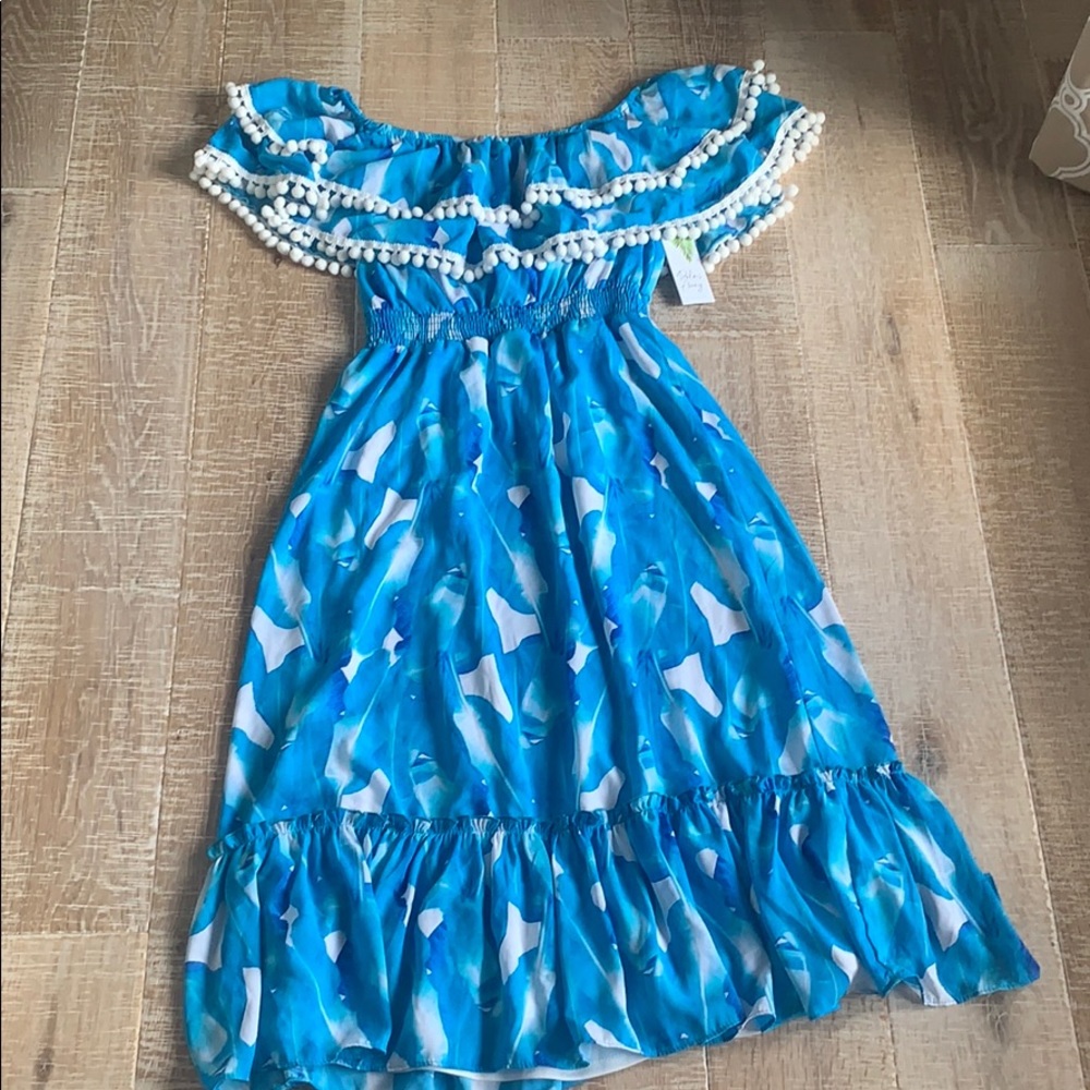 Red Dress Boutique Aura blue Palm dress